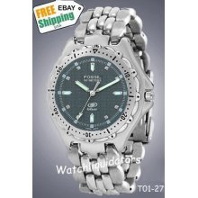 Fossil Blue Mens S/s Gray Texture Dial 50m Wr Flawless Sport Watch