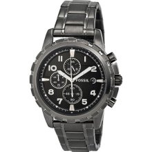 Fossil Dean Chronograph Black Dial Smoke Grey Ion-plated Mens Watch Fs4721