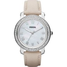 Fossil Es3189 Emma Brown Leather White Dial Ladies Watch