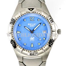 Fossil F2 Ladies Blue Star Dial Easy Read 30m Wr Silver Casual Dress Watch