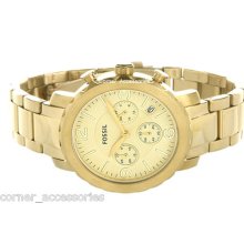 Fossil Ladies Am4422 Natalie Gold Band Chrono Dial Date Watch