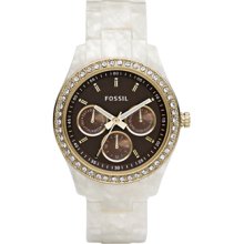 Fossil Ladies Stella Resin Brown Gold and White Pearl Watch