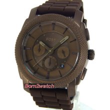 Fossil Men Chronograph 45mm Case Brown Coated Steel Silicone Strap Fs4702