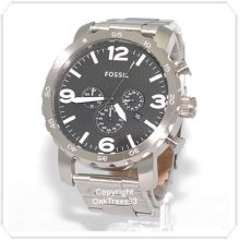 Fossil Mens Chronograph Nate Stainless Steel Watch Jr1353