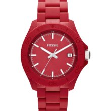 Fossil 'Retro Traveler' Resin Bracelet Watch, 44mm Red