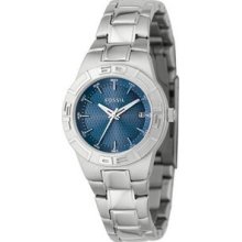 Fossil Stainless Steel Classic Sport Ladies` Watch With Blue Dial