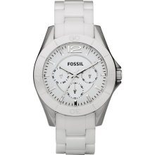 Fossil White Ceramic Multifunction Ladies Watch CE1002