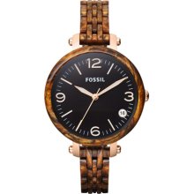 Fossil Women's Heather JR1410 Brown Plastic Quartz Watch with Black Dial