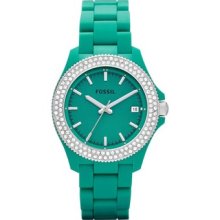 Fossil Women's Retro Traveler AM4468 Green Resin Analog Quartz Watch with Green Dial