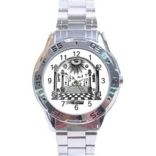 Freemason Masonic Symbol Stainless Steel Analogue Watch Masonry