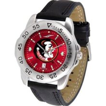 FSU Florida State University Men's Leather Band Sports Watch