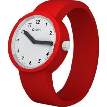 Fullspot O Clock Unisex Quartz Watch With White Dial Analogue Display And Red Silicone Bracelet Ocnw17-M