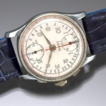 Fully Restored Steel Swiss Chronograph Wrist Watch W/6-minute Register C. 1950s