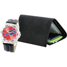 Game Time Black Nfl-Wwg-Buf Men'S Nfl-Wwg-Buf Buffalo Bills Analog Strap Watch And Wallet Set