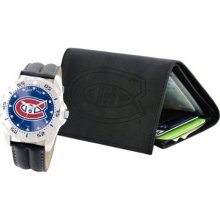 Game Time Black Nhl-Wwg-Mon Men'S Nhl-Wwg-Mon Montreal Canadians Analog Strap Watch And Wallet Set