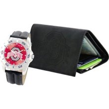 Game Time Official Team Colors Col-Wwg-Osu Ohio State Buckeyes Watch And Tri-Fold Wallet Combination Pack