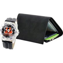 Game Time White Nfl-Wwg-Cin Men'S Nfl-Wwg-Cin Cincinnati Bengals Analog Strap Watch And Wallet Set