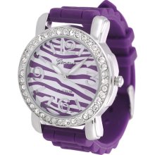 Geneva Platinum Ladies' CZ Accented Silicone Watch