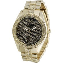 Geneva Platinum Women's Rhinestone ZEBRA Face Link Watch