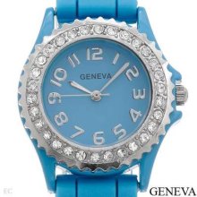 Geneva Qt1884l Ladies Watch Silver/blue/blue