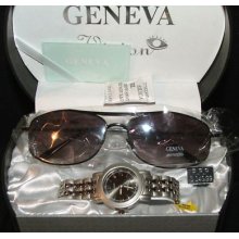 Geneva Woman Black Watch & Sunglass Gift Set Last One