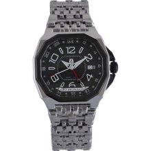 Gio Monaco Men's 720-S2 Medusa Octagon Black Dial Steel GMT Watch ...