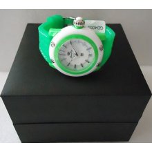 Glam Rock Womens White And Green Case White Dial Green Silicone Strap