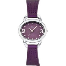 GO Oval Purple Dial Leather Calfskin Bracelet Watch ...