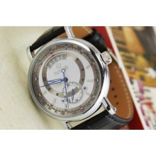 Goer Automatic Wrist Watch Mens Date Second Subdial Black Leather