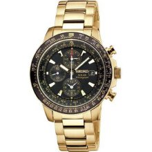 Gold Tone Solar Flight 40mm Alarm Chronograph Timepiece