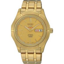 Gold Tone Stainless Steel Case and Bracelet Automatic Gold Dial Day Date Display