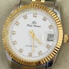 Golden Silver S-steel Case Band Mens Fashion Automatic Wrist Watches Date