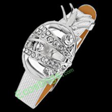 Good Jewelry Silver Leather Band Rhinestone Pineapple Watchcase Lady Watches