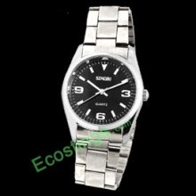 Good Metal Watchband Dial Round Silvery Men's Wrist Watch