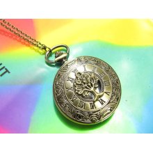 Gorgeous jewerly life tree,The pattern of Rome Pocket Watch Necklace Pendant