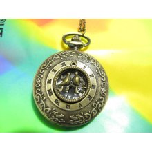 Gorgeous jewerly The love birds ,The pattern of Rome Pocket Watch Necklace Pendant