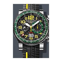 Graham Silverstone Stowe GMT Green & Yellow Limited Edition Collector 48 mm Watch - Carbon Fiber Dial, Black Rubber Strap 2BLCH.B33A Sale Authentic