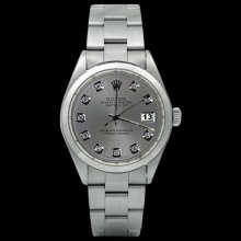 Gray diamond dial date just watch rolex oyster stainless steel datejust