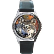 Gray Wolf Unisex Round Metal Watch Gift model 22523284 - Gun Metal - Gray