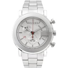 Gucci 101 G-Round White Chronograph Mens Watch Ya101339