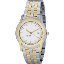 Gucci Ya055214 Class 5505 42mm White Dial Two-tone & Authentic Men's Watch