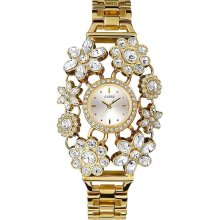 GUESS Gold-Tone Crystal Bouquet Ladies Watch U0138L2