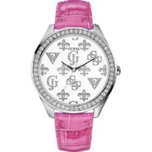 Guess Logo Silver Lady Watch Pink Strap W75028l1