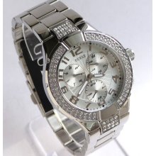 Guess Multi Round Silver Dial Crystals Ladies Watch