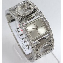 Guess Silver Dial Ladies Crystals Watch