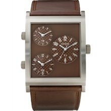 Guess U13546g1 Brown Dial Brown Leather Band Watch