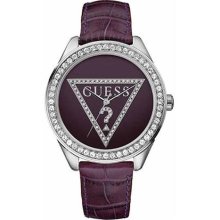 Guess Women's W65006L4 Purple Leather Strap Watch