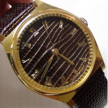 Hafner Men's Swiss Made Gold Lizard Dial and Strap Watch