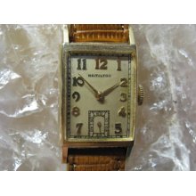 Hamilton Brock Vintage 14k Gold Deco Wrist Watch 1951