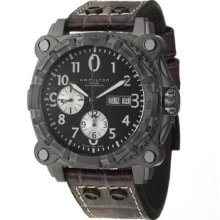 Hamilton Men's 'Khaki Navy' Black Steel and Leather Automatic